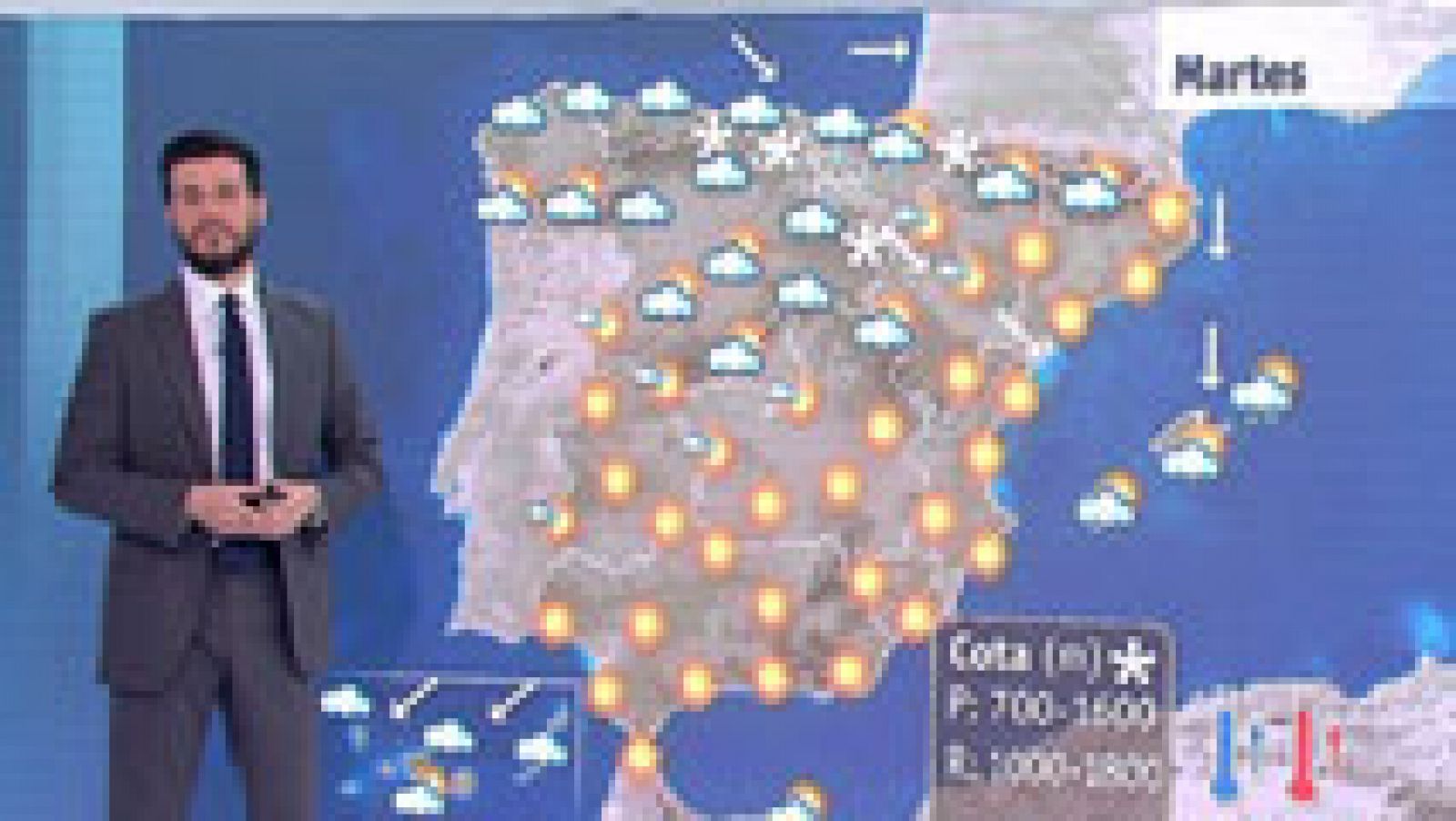 El tiempo: Jornada con heladas moderadas en Pirineos y viento fuerte en el norte y las islas | RTVE Play