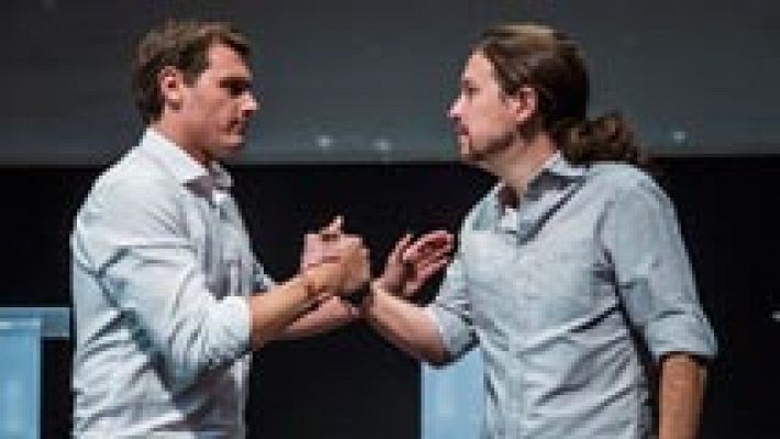 Telediario 1 - Rivera e Iglesias se enzarzan con el terrorismo yihadista y se echan en cara sus pactos con Bildu y la "ultraderecha"