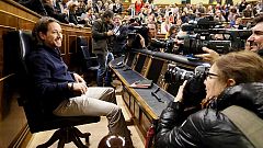 Los líderes de Ciudadanos y Podemos visitan por primera vez en su carrera política el hemiciclo