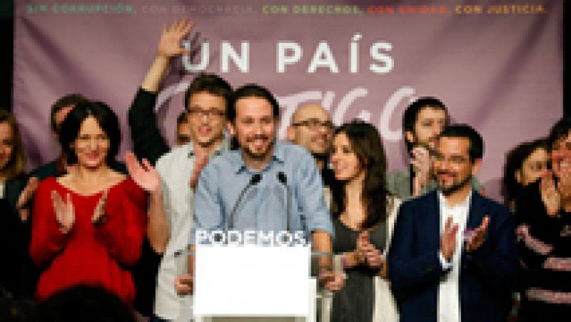 El secretario general de Podemos y candidato a la presidencia del Gobierno, Pablo Iglesias, ha asegurado tras conocer los resultados de las elecciones generales 2015 que "ha nacido una nueva Espaa". Su formacin poltica ha obtenido 69 escaos y ms