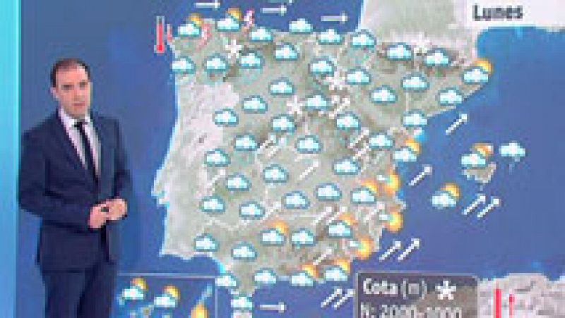 Lluvias en el noroeste y el centro peninsular con rachas de viento fuerte