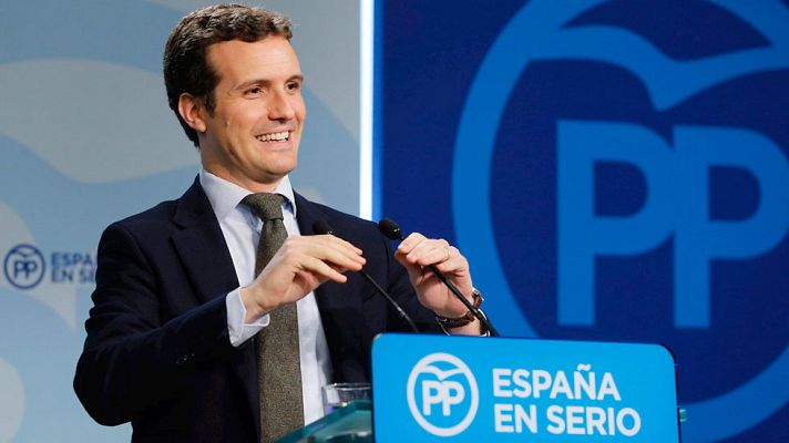Telediario 1 - Casado: "Sánchez tiene que decir si se sube al avión de Maduro con los proetarras, la CUP y Podemos"