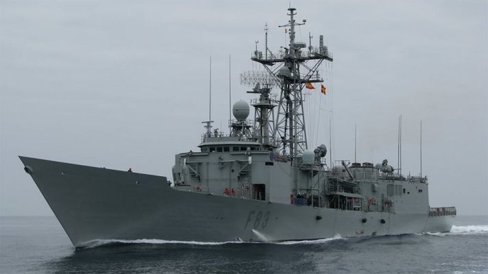 Telediario 1 - La fragata Numancia patrulla el Mediterráneo para combatir el tráfico ilegal de inmigrantes