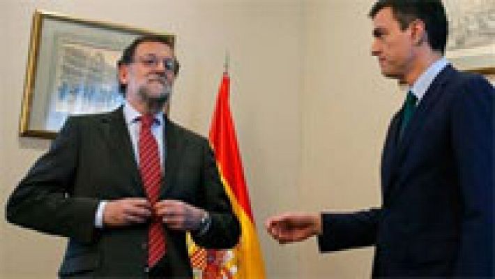 Saludo frío entre Mariano Rajoy y Pedro Sánchez antes de reunirse en el Congreso