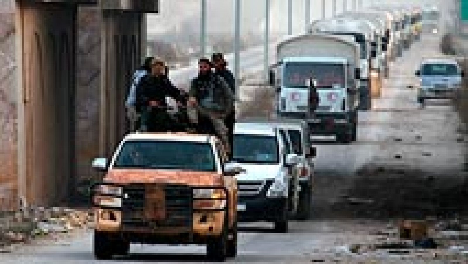 Telediario 1: El régimen sirio permite que varios convoyes de ayuda humanitaria lleguen a zonas rebeldes asediadas | RTVE Play