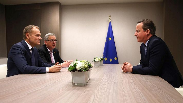 Telediario 1 - Tusk asegura que todavía queda "mucho por hacer" para evitar el 'brexit' y Cameron pide un "acuerdo creíble"