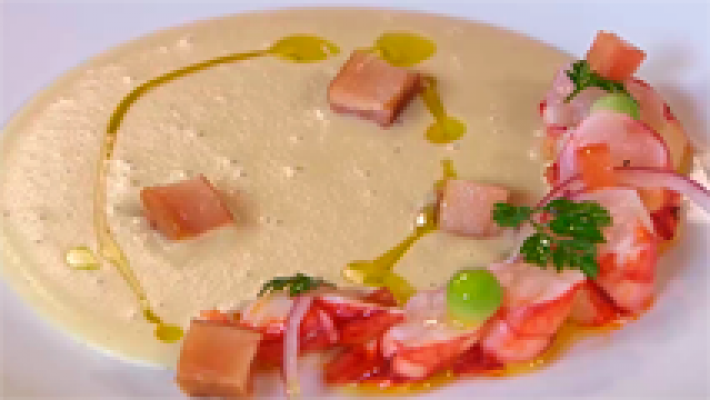 Receta de crema de alubias con carabineros