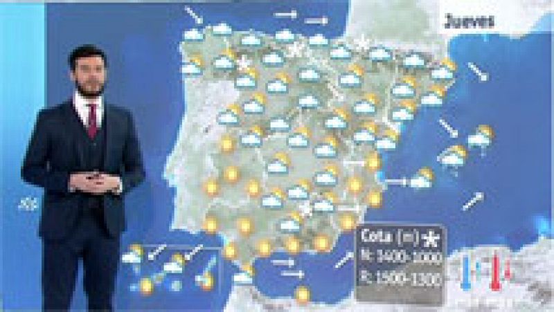 Las temperaturas diurnas bajan este jueves con lluvias en el tercio norte peninsular