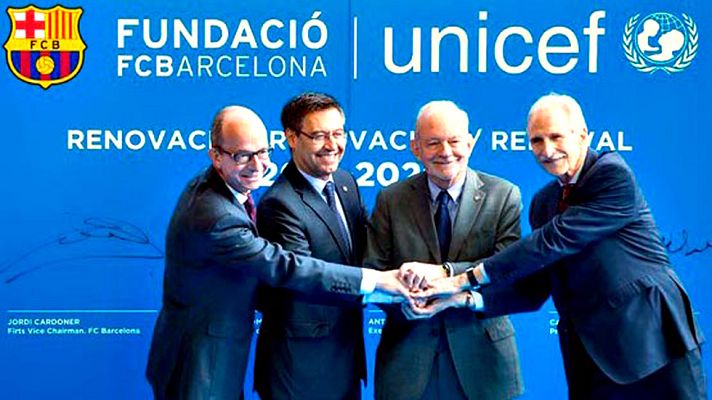 Telediario 1 - El Barça y Unicef renuevan su colaboración hasta 2020
