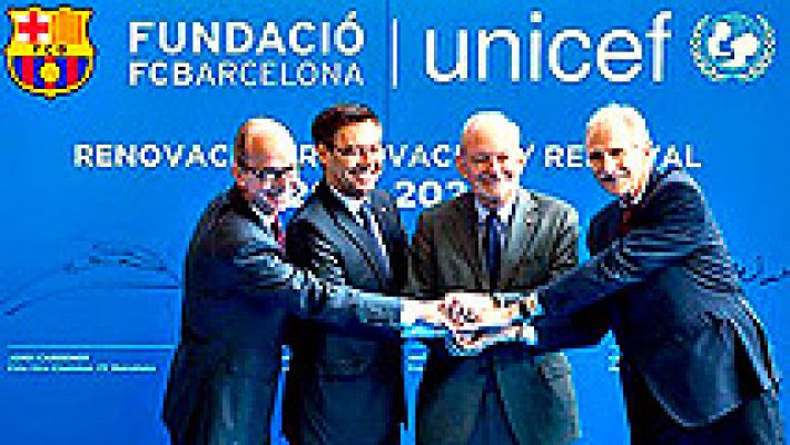 Telediario 1 - El Barça y Unicef renuevan su colaboración hasta 2020
