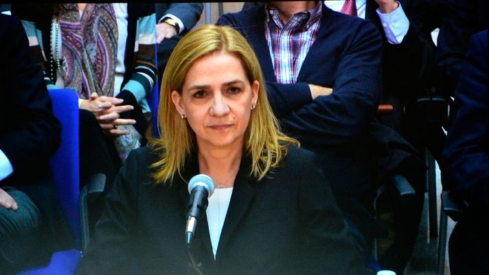 Telediario 1 - La infanta se desvincula de la gestión de Aizoon y confía "plenamente" en su marido y su inocencia