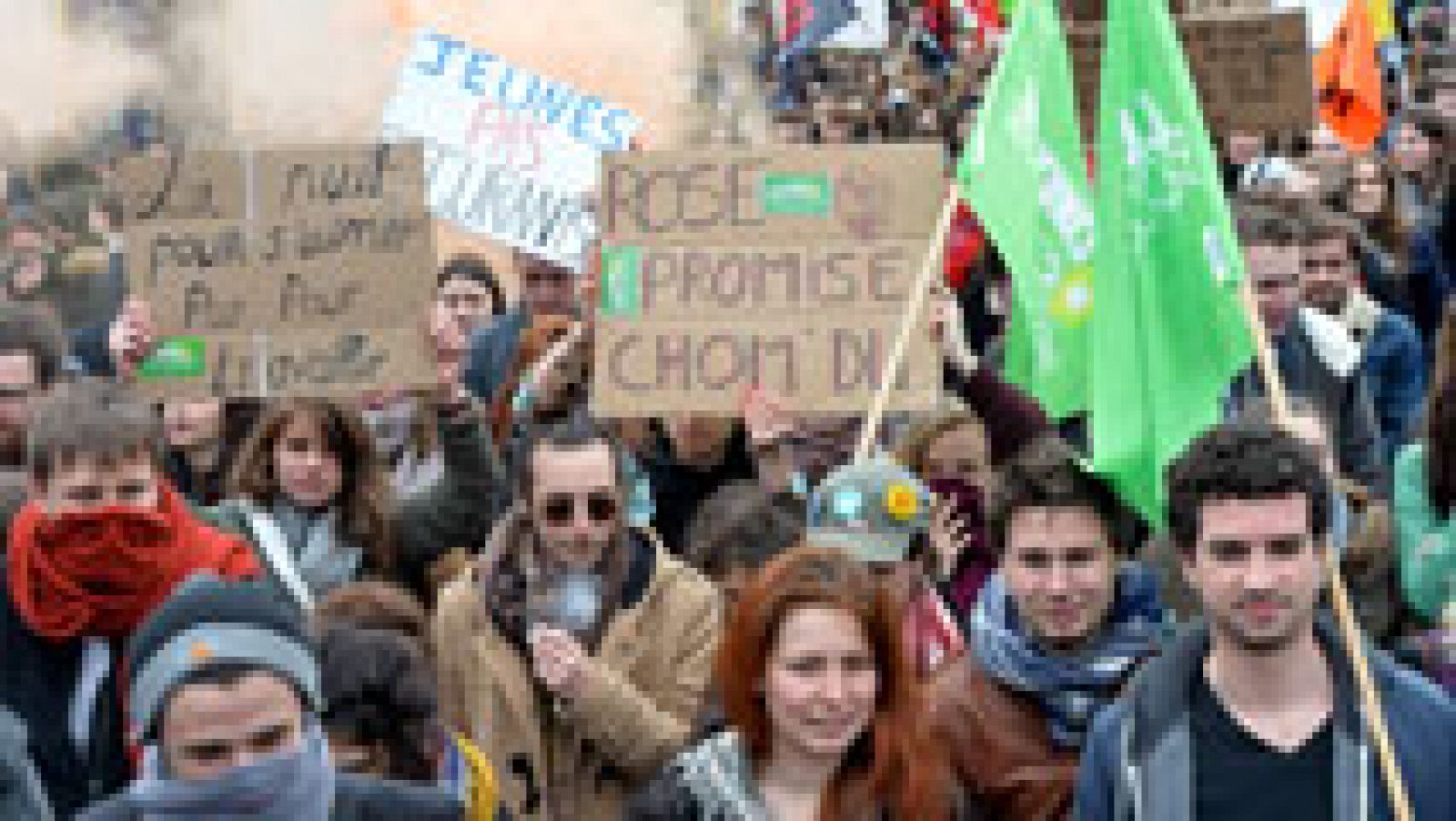 Telediario 1: Cientos de miles de manifestantes contra la reforma laboral en Francia | RTVE Play