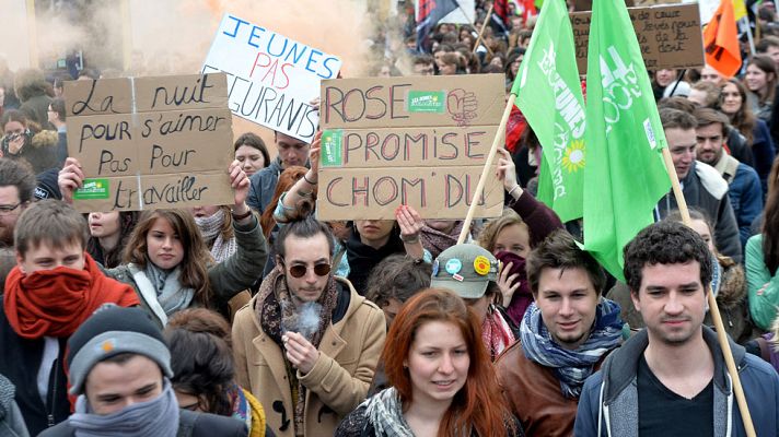 Telediario 1 - Cientos de miles de manifestantes contra la reforma laboral en Francia