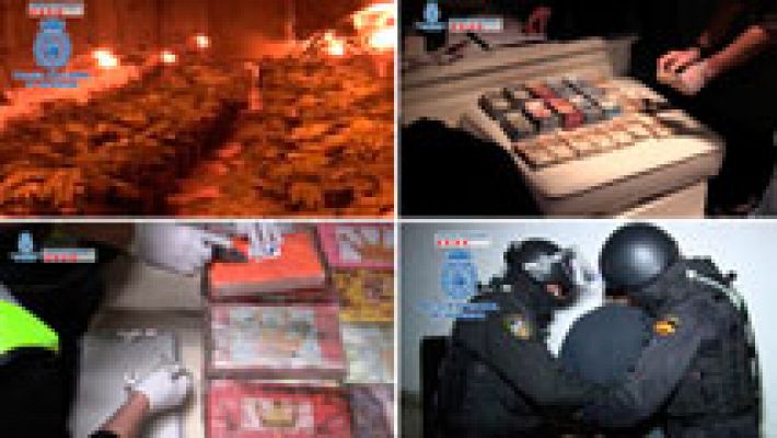 Telediario 1 - Desarticulan una macroorganización de narcotraficantes y se incautan de 2,1 millones de euros