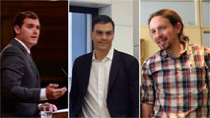 Telediario 1 - El PSOE, Podemos y Ciudadanos se reúnen esta tarde para intentar llegar a un acuerdo