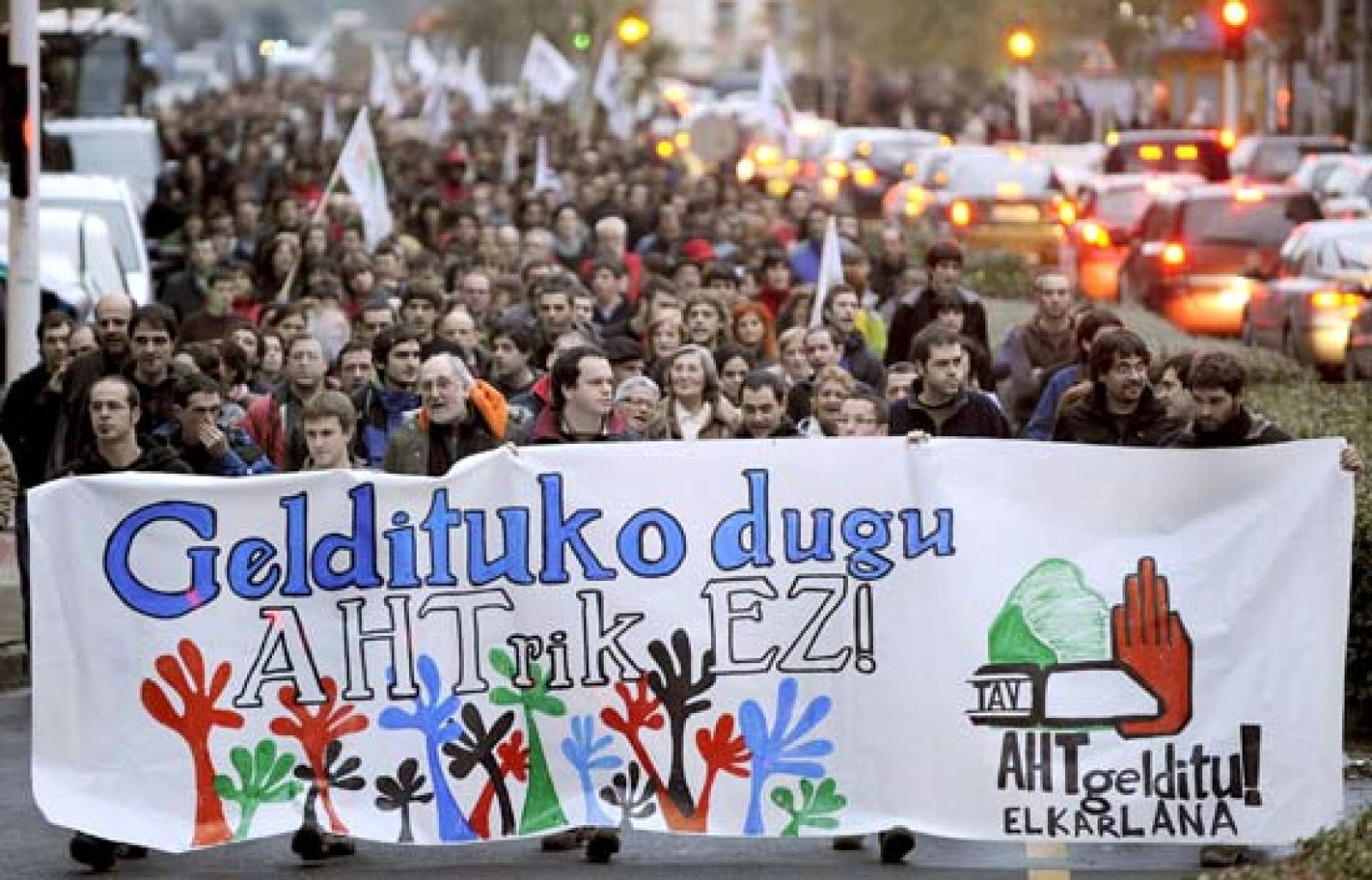 Manifestación contra el AVE vasco