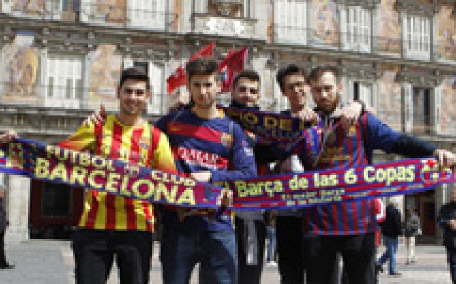 Las aficiones colchonera y culés se vuelcan antes del partido decisivo