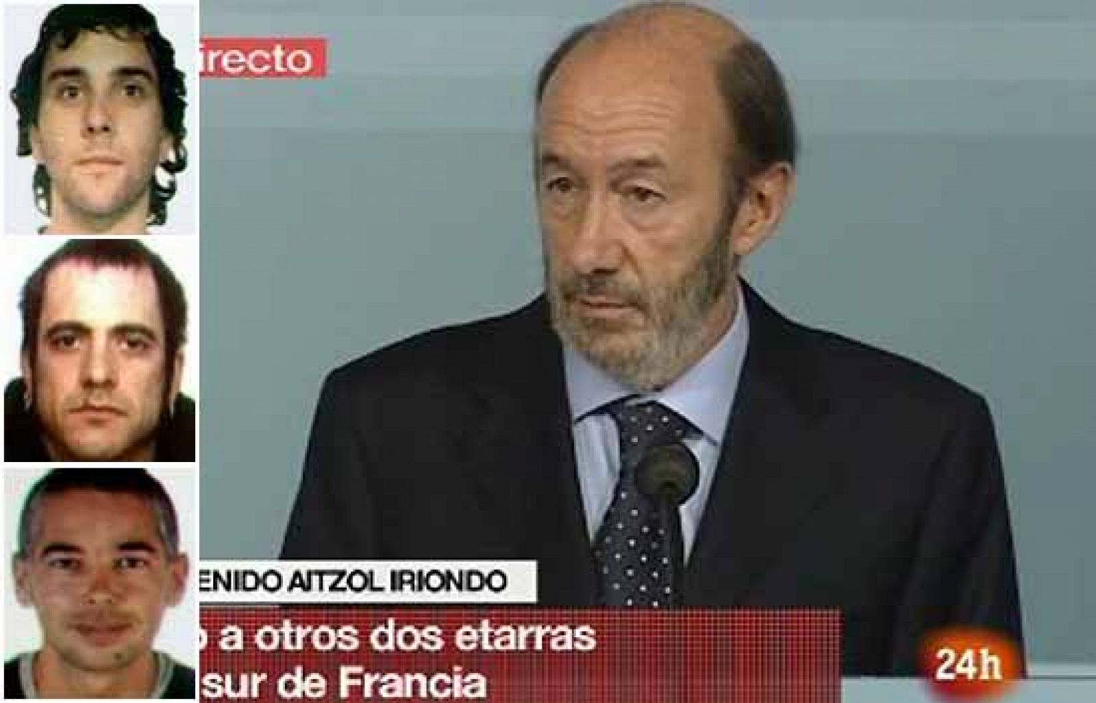 Comparecencia íntegra de Rubalcaba tras detener a Iriondo