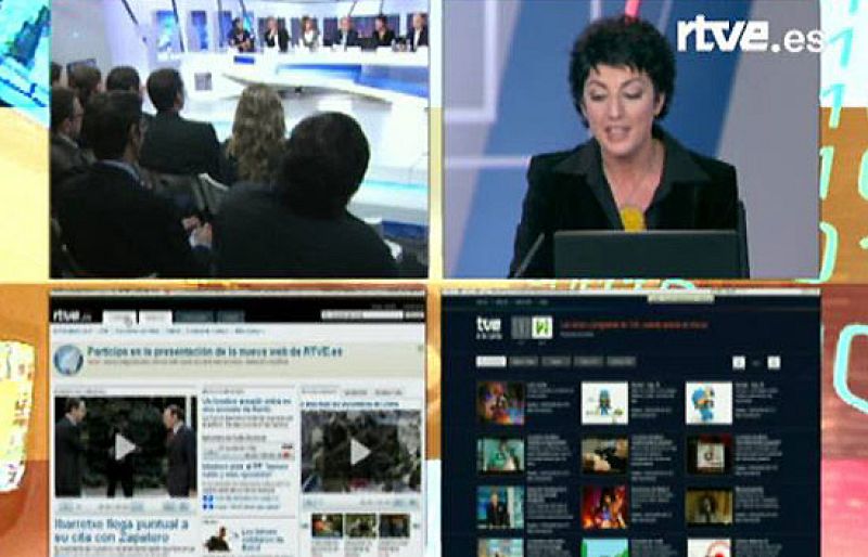 La directora de Medios Interactivos de RTVE, Rosalia Lloret y Luis Fernández, presidente de la Corporación RTVE han presidido la rueda de prensa en la que se ha presentado oficialmente el renovado portal de rtve.es.