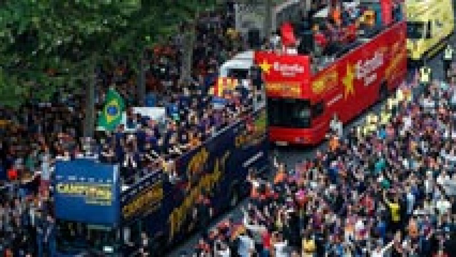 Los campeones de la Liga celebran el título en Barcelona | Ver