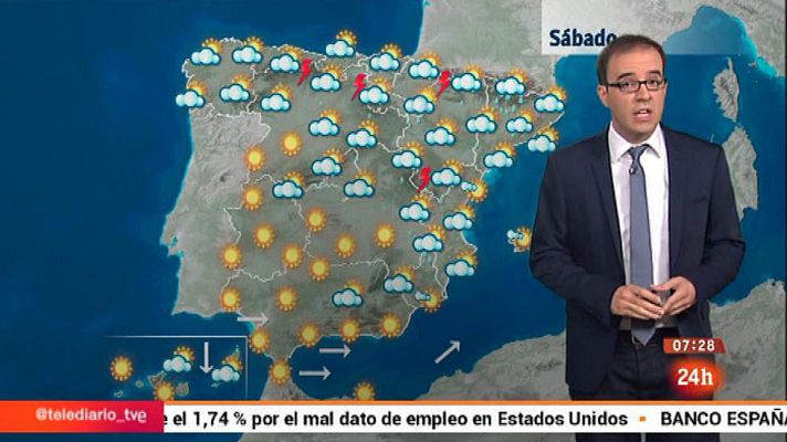 El tiempo - Chubascos con tormentas en el norte, el centro e interior de la península