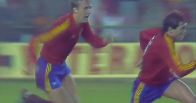 Resumen de los 12 goles de España ante Malta en diciembre de 1983 que permitieron el pase de la selección a la Eurocopa.