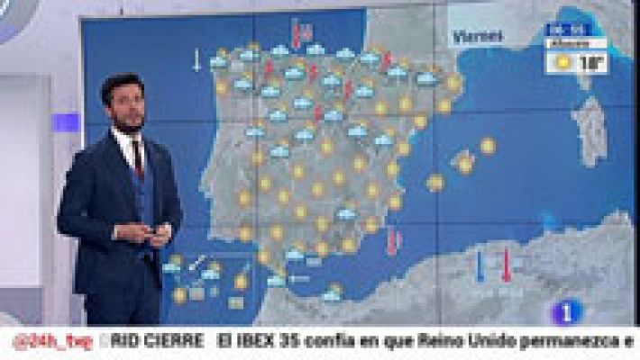 Chubascos y tormentas fuertes en el norte, despejado en el resto de España
