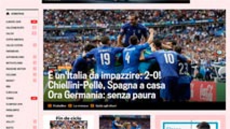 La derrota de Espa�a ante Italia (2-0) ha caido como un jarro de agua fr�a entre la prensa espa�ola, que habala de 'Fin de ciclo'. M�s contentos se muestran desde la prensa italiana, donde ya apuntan al partido de cuartos ante Alemania.