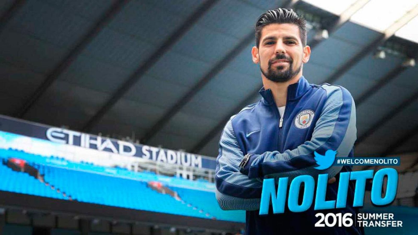 El delantero español Manuel Agudo 'Nolito', flamante fichaje del Manchester City para las cuatro próximas temporadas, ha apuntado en sus primeras palabras como 'citizen' que intentará "ayudar al Manchester City a ganar títulos", al tiempo que ha señalado a Pep Guardiola como "uno de los mejores entrenadores del mundo".