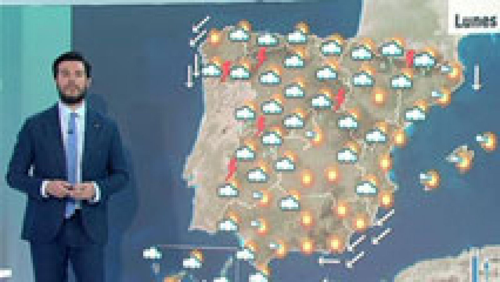 El tiempo: Ligero descenso de las temperaturas con tormentas localmente fuertes en el interior y el norte peninsular | RTVE Play