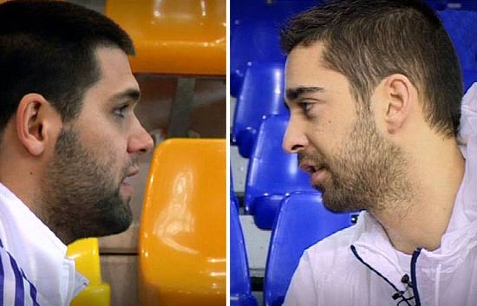 Felipe Reyes y Juan Carlos Navarro, estandartes de sus equipos, se enfrentan hoy en el derbi entre Madrid y Barcelona, en el Palau Sant Jordi.