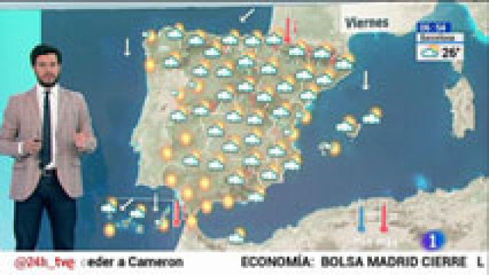 Tormentas en áreas montañosas y del interior peninsular con temperaturas en ascenso en el Mediterráneo