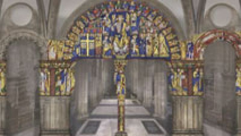 La restauración del Pórtico de la Gloria de la catedral de Santiago descubre los colores originales de la obra maestra