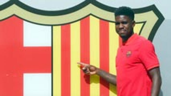 Telediario 1 - El Barça presenta a un Samuel Umtiti emocionado pero triste por el atentado