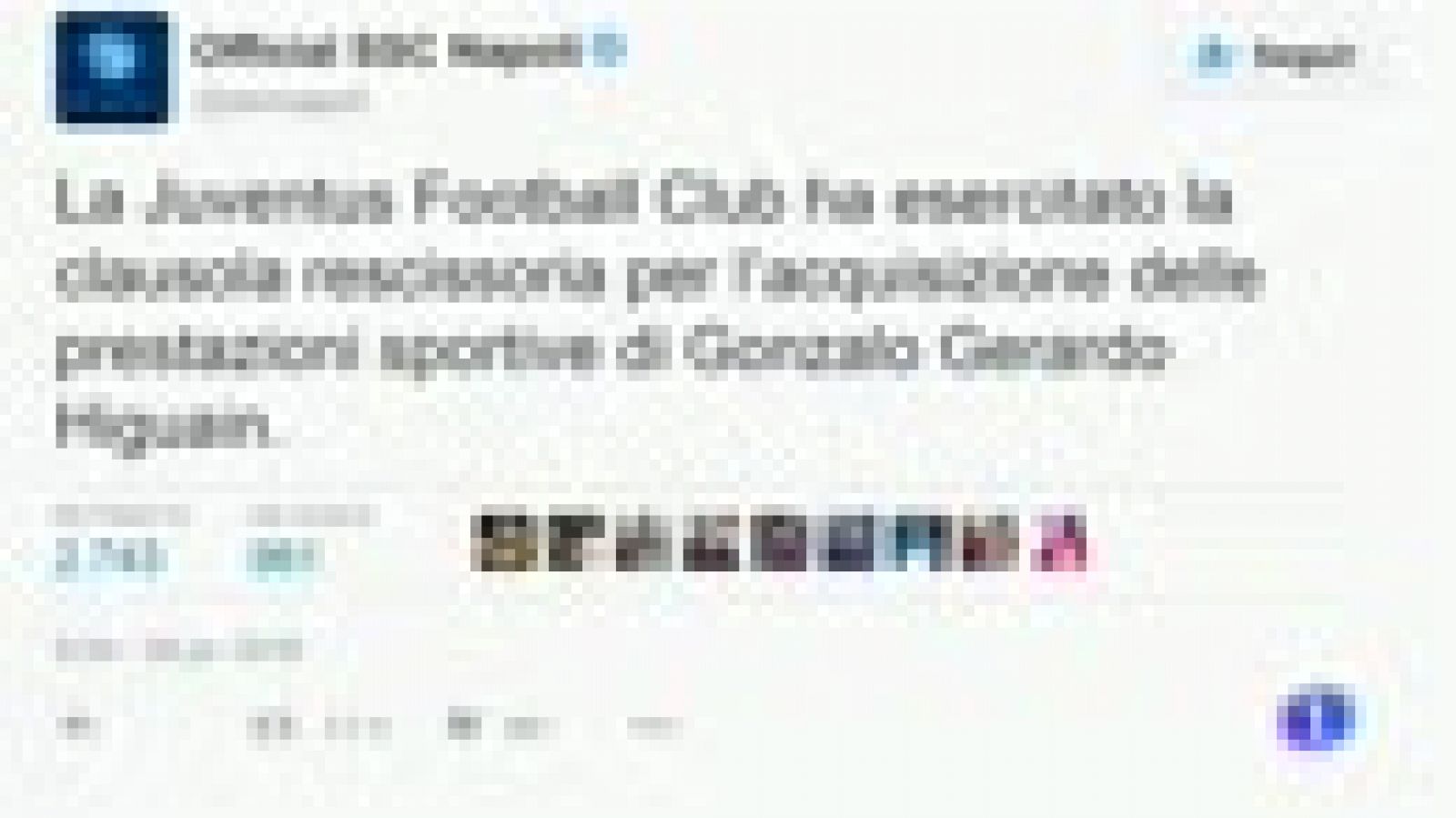La Juventus ha depositado la cláusula de 90 millones de euros al Nápoles para hacerse con los servicios del delantero argentino Gonzalo Higuaín, como confirmó el club napolitano. La noticiala destapaba en primer lugar la Serie A, al inscribir al ariete como jugador de la Vecchia Signora.