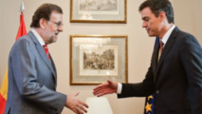 Telediario 1 - Rajoy retoma las negociaciones y se reúne con Sánchez en el Congreso