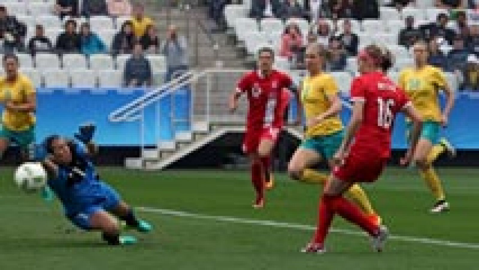 La canadiense Janine Beckie marca gol frente a Australia antes del minuto uno
