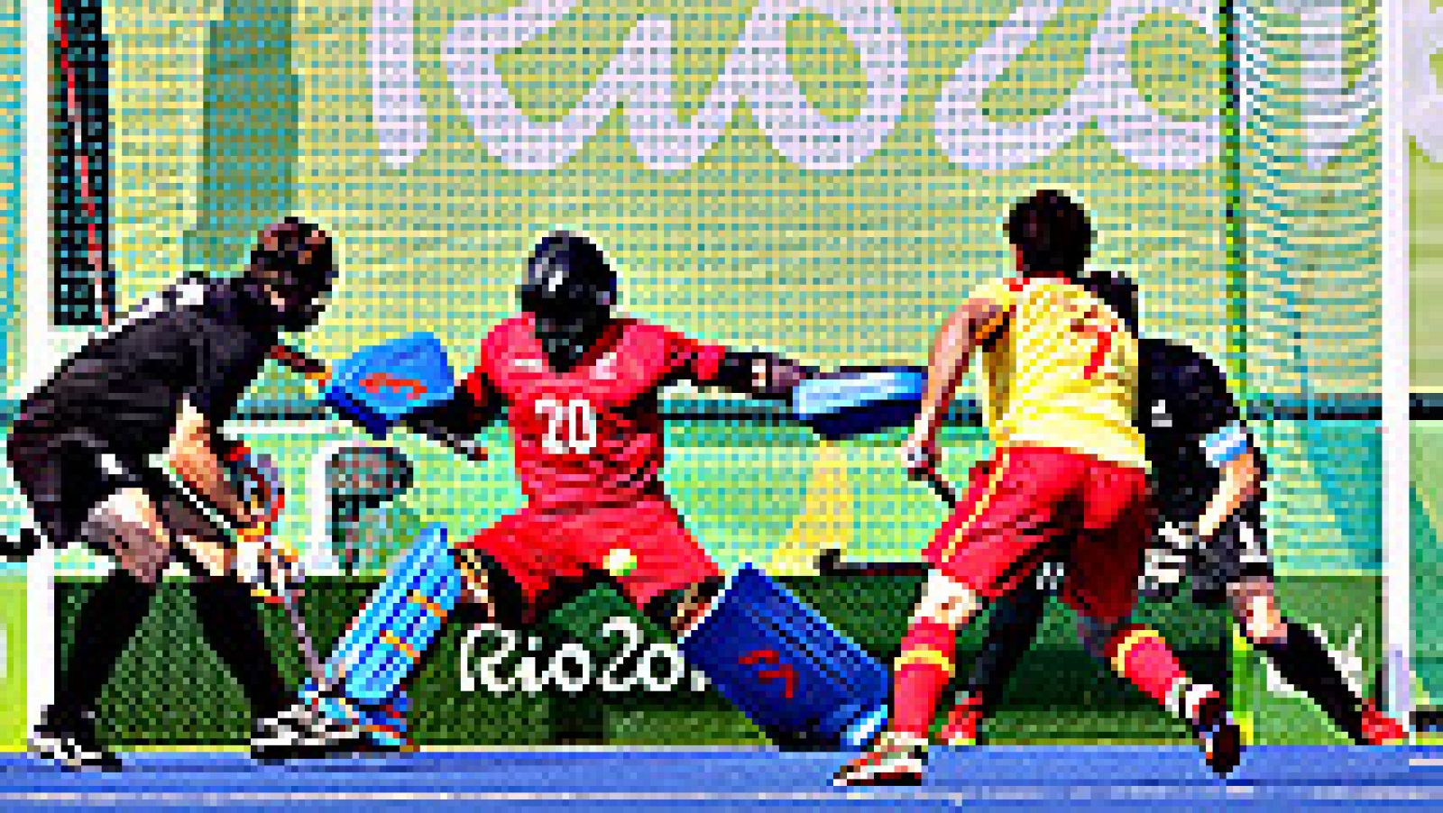 Victoria de los españoles que se clasifica para los cuartos de final en hockey sobre hierba. España 3-2 Nueva Zelanda.