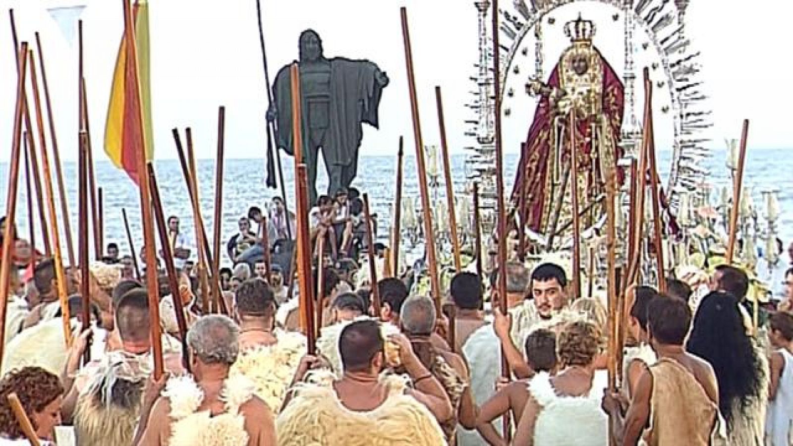 Representacion del hallazgo de la Virgen por los guanches