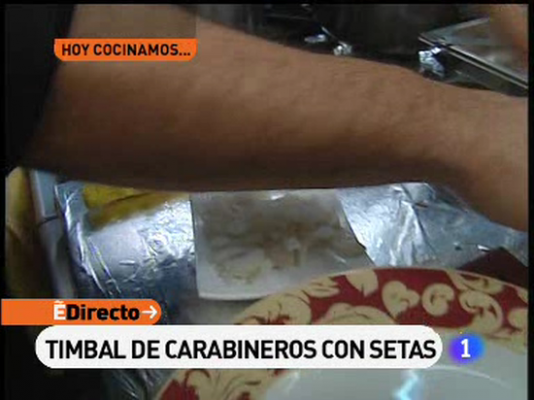 Timbal de carabineros con setas