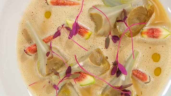 RTVE Cocina - Sopa de foie con alcachofas e higos