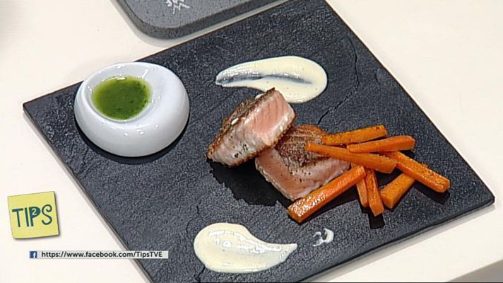 RTVE Cocina - Salmón a la plancha con crema de cebolla