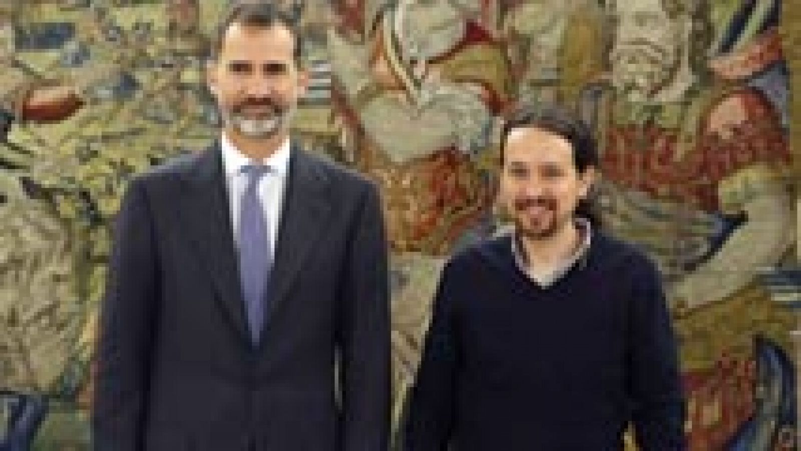 Telediario 1: Iglesias, Rivera, Doménech y Baldoví trasladan al rey su voto en la investidura | RTVE Play