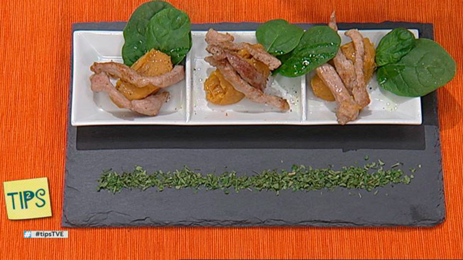 TIPS - Cocina - Secreto ibérico con crema de batata y castañas