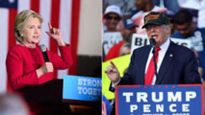 Telediario 1 - Trump rebasa a Clinton por un punto en un sondeo a siete días de los comicios