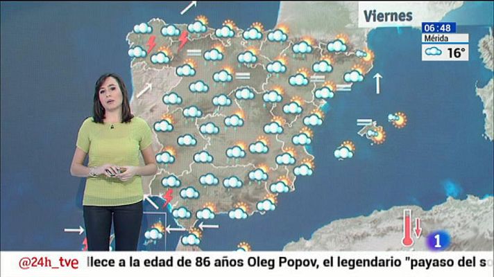 El tiempo - Lluvias con tormentas en la mitad occidental del país y en Canarias