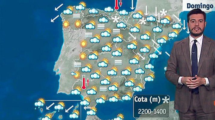 El tiempo - Cielo nuboso con lluvias en el área cantábrica, Navarra y Cataluña
