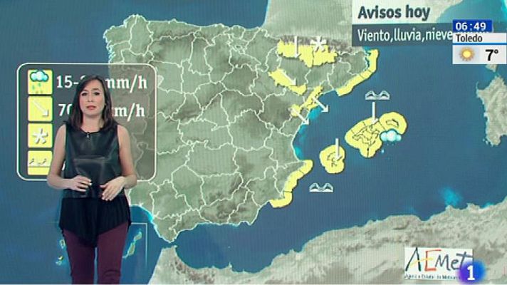 El tiempo - Viento fuerte en el litoral de Galicia, Pirineos y Menorca