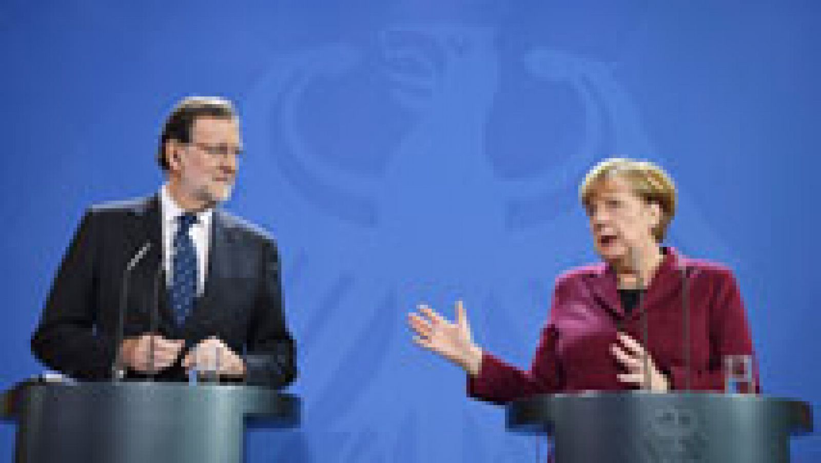 Telediario 1: Merkel subraya ante Rajoy que España va "por un senda positiva" | RTVE Play