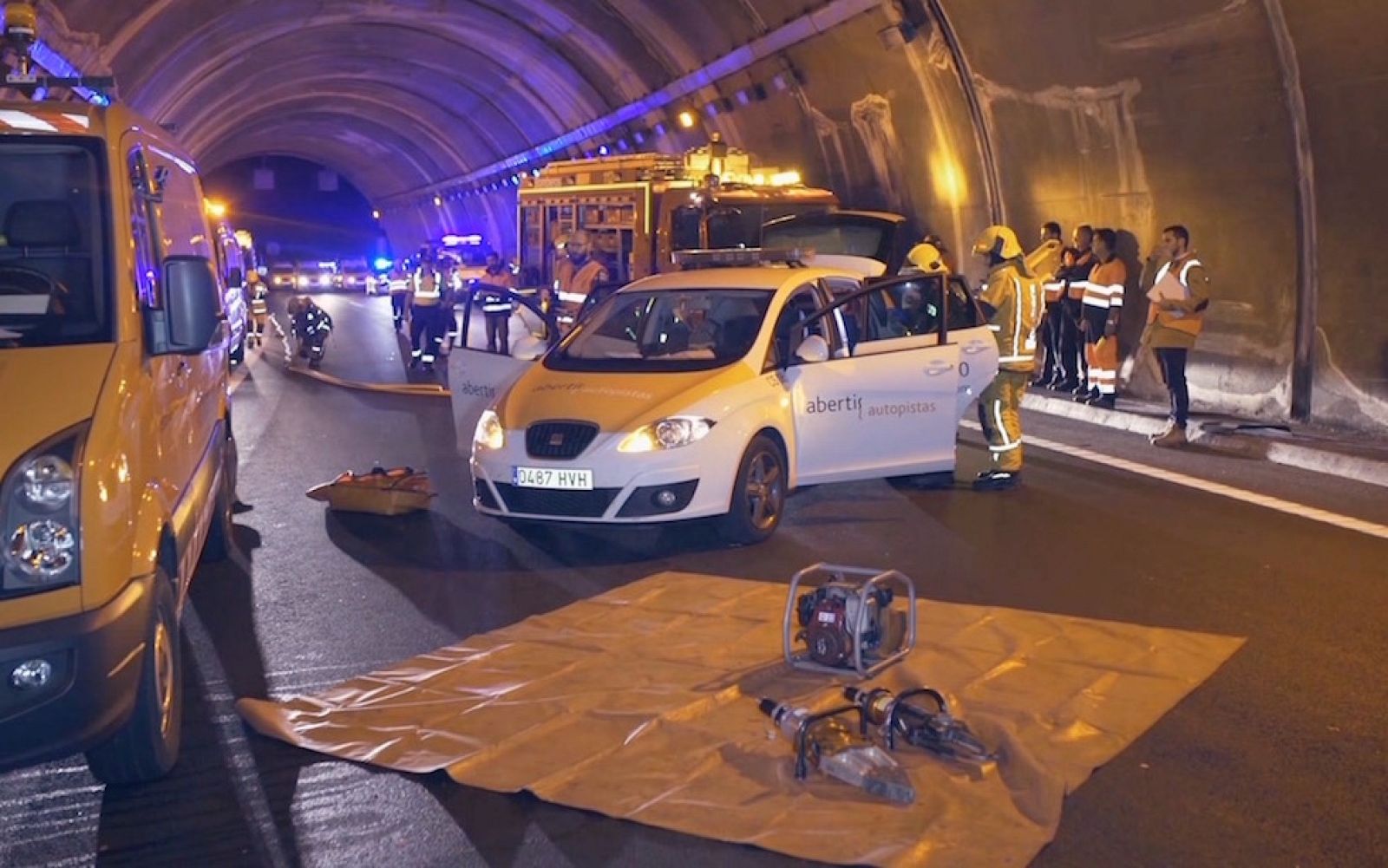 Simulacro de accidente en un túnel
